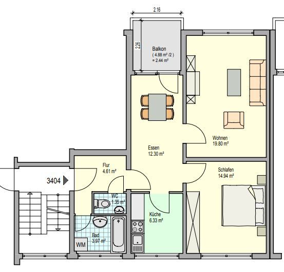 Wohnungsgrundriss 1.OG Etagenwohnung G�ppingen