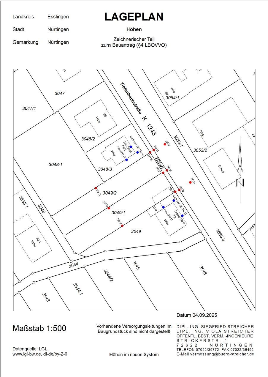 Lage- und Hoehenplan-Flst3049-1und-2.JPG Gemischt-Grundst�ck N�rtingen
