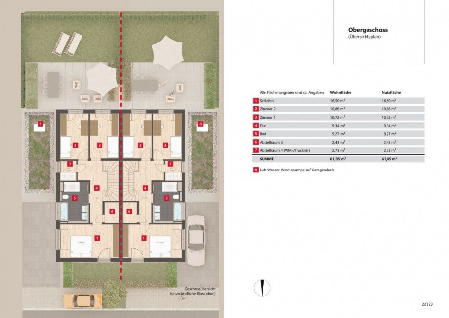 Grundriss Obergeschoss Doppelhaush�lfte N�rtingen