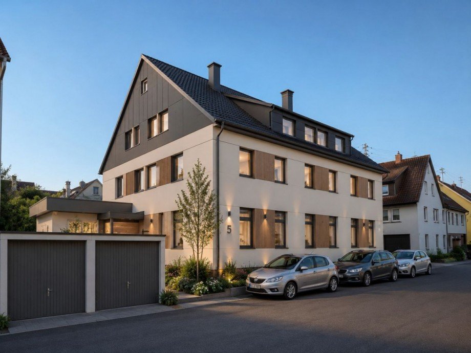 Fassadenvorschlag KI-generiert Mehrfamilienhaus N�rtingen