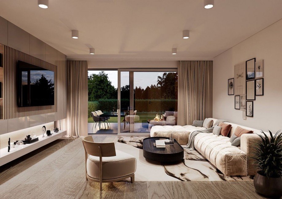 Modernes Wohnzimmerdesign Doppelhaush�lfte N�rtingen